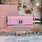 미우미우 Matelasse Metallic Leather Chain Wallet