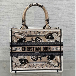 크리스찬디올 이중 자수 장식 패브릭 백 26cm